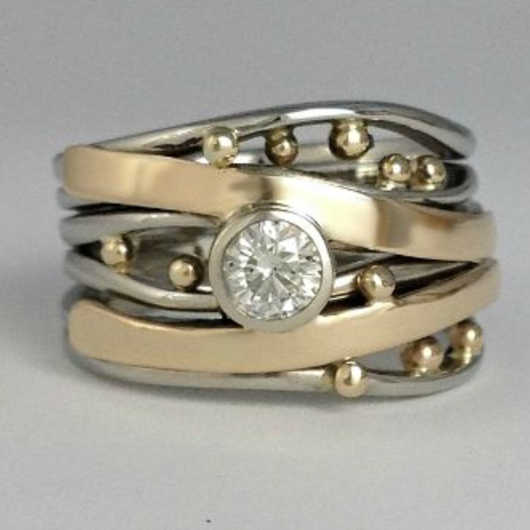Koninklijk – Vintage gouden inleg zirkonia ring
