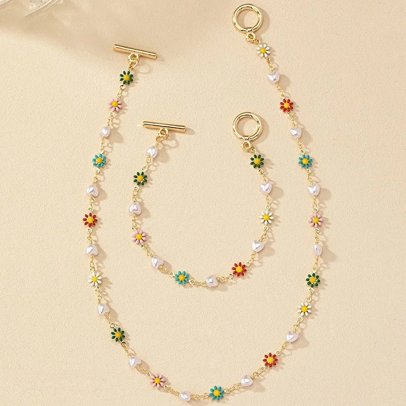 Set van Delicate Lente Bloemparelarmband en Ketting