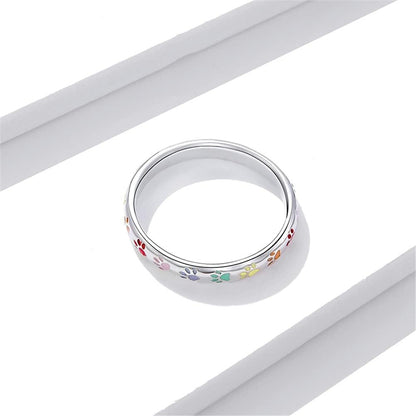 Zilveren ring met pootafdruk