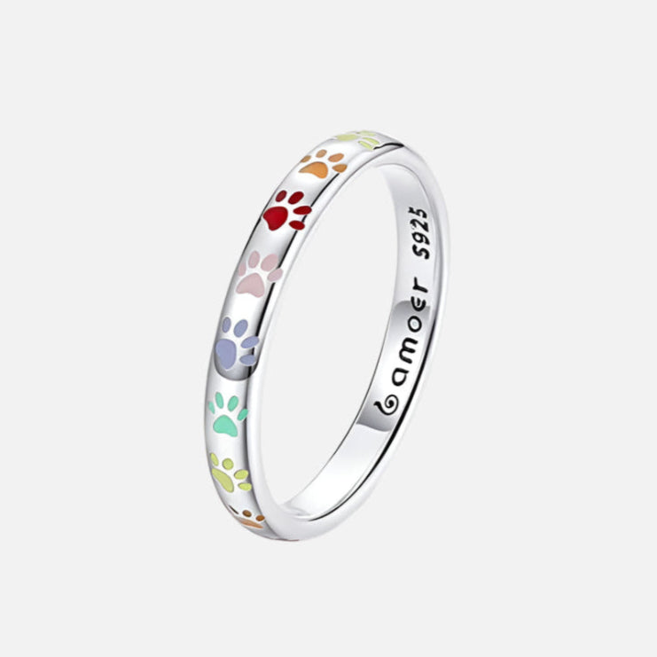 Zilveren ring met pootafdruk