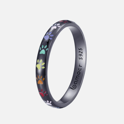 Zilveren ring met pootafdruk