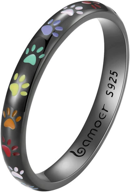 Zilveren ring met pootafdruk