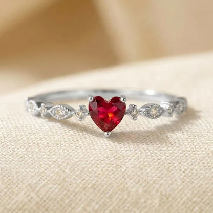 Rubijnen hart ring in goud