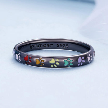 Zilveren ring met pootafdruk