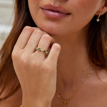 Geluk – Klaver Kristallen Ring