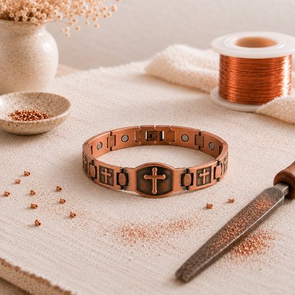 Koperen armband met kruisj