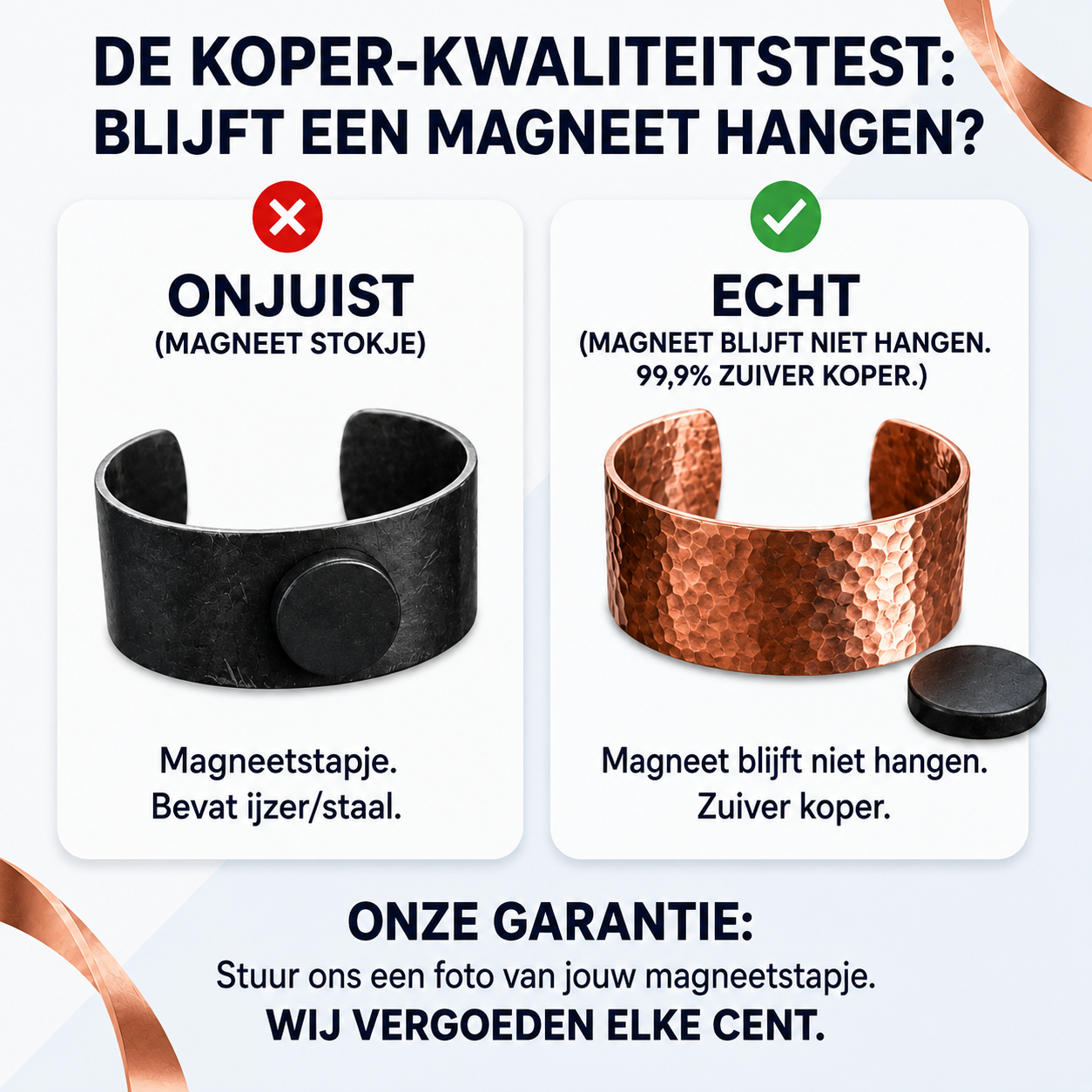 Handgemaakte beker van gehamerd koper met een gevlochten oor