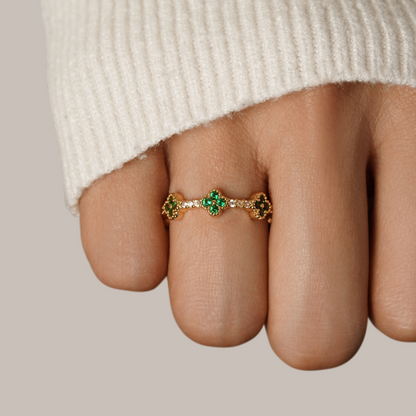 Geluk – Klaver Kristallen Ring
