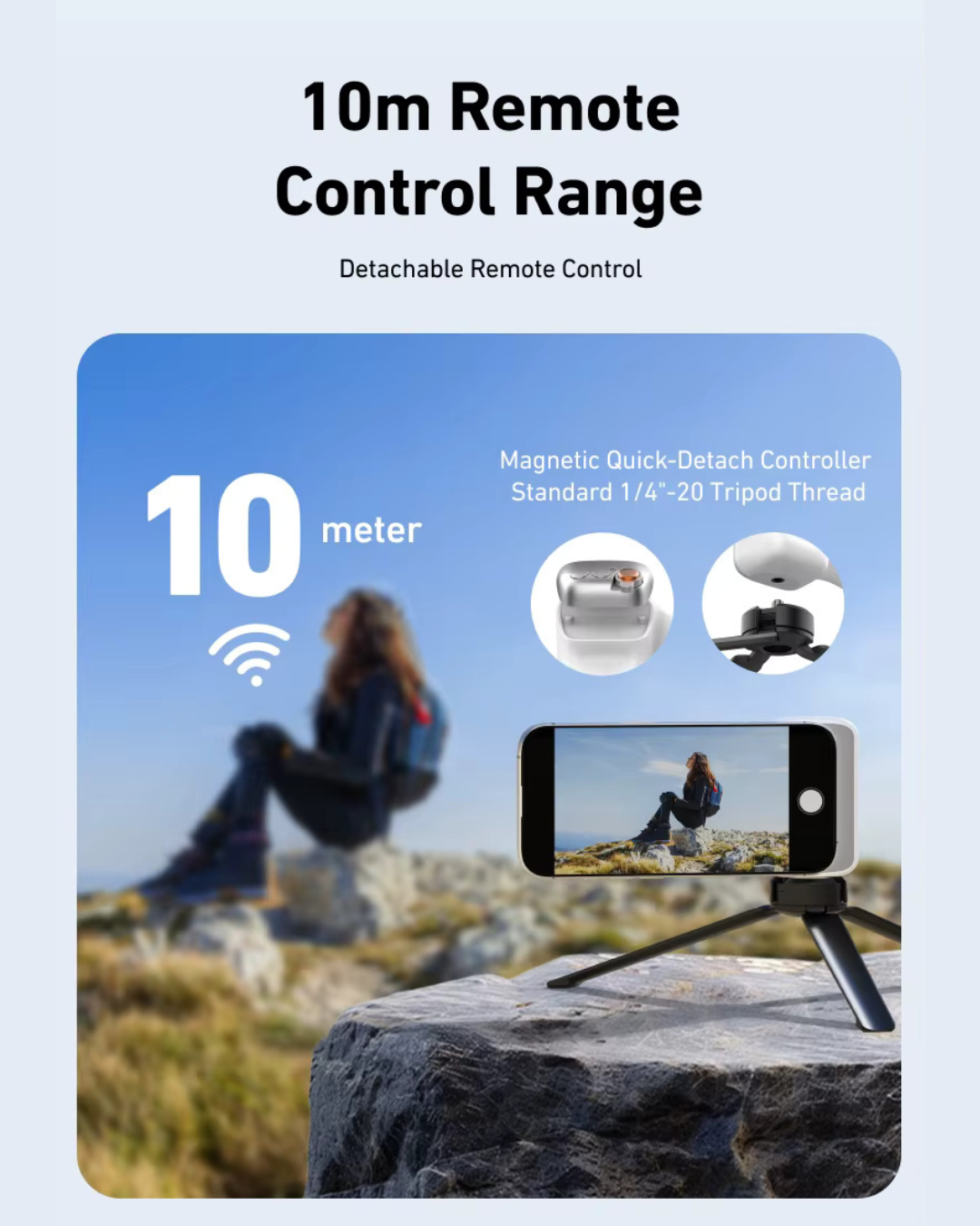 GripShot Pro – Magnetische Telefoon Camera Grip met Ontspanknop & Magnetische Selfie Lamp & Statief 2.0