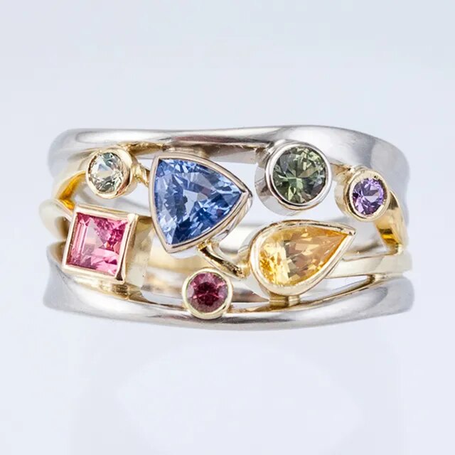 Vintage meerkleurige zirkonia ring