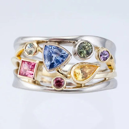 Vintage meerkleurige zirkonia ring