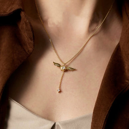 Gouden Vleugels Sprankelende Lariat Ketting