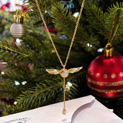 Gouden Vleugels Sprankelende Lariat Ketting