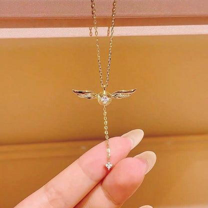 Gouden Vleugels Sprankelende Lariat Ketting