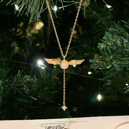 Gouden Vleugels Sprankelende Lariat Ketting