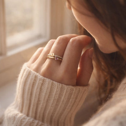 Elina™ | Moeder & Dochter Verbonden Harten Ring