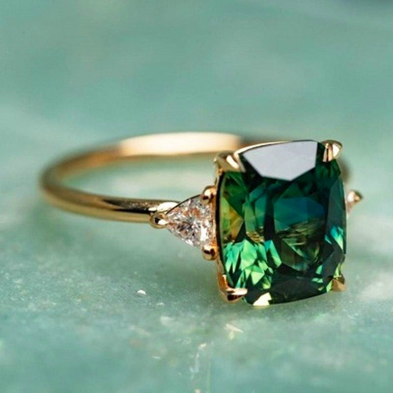 Geluk – Groene Zirkoon Gouden Ring