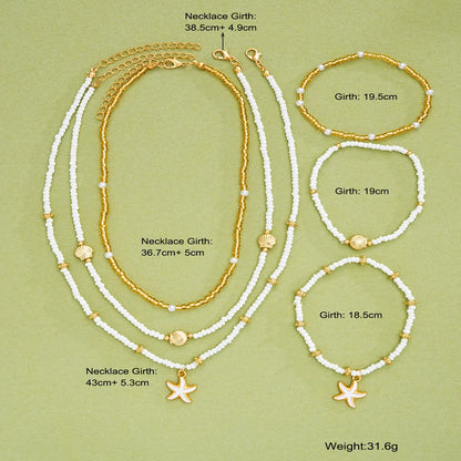Set van sieraden met zeesterren en kralen - 6 stuks