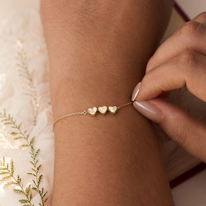 Gepersonaliseerde Kleine 3D Initiaal Hart Charme Armband