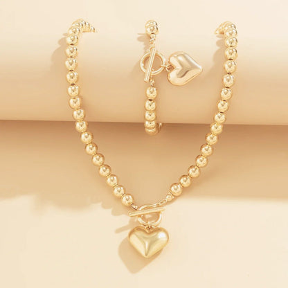 Set van armband en ketting met hartvormige hanger van 2 stuks