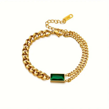 Gouden armband met smaragd barrette