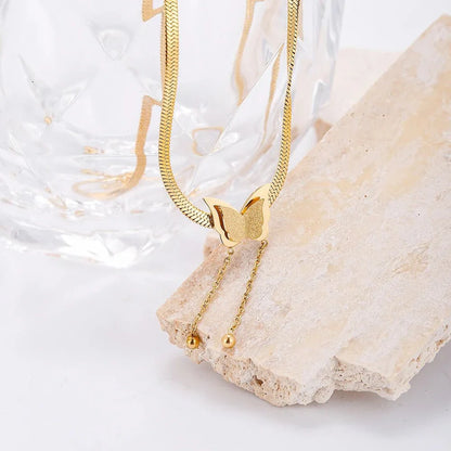 Delicate Vlinder Hanger Ketting met Visgraat
