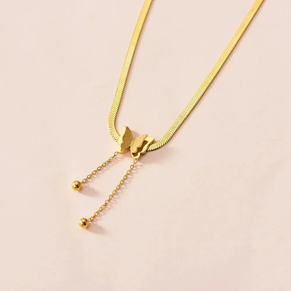 Delicate Vlinder Hanger Ketting met Visgraat