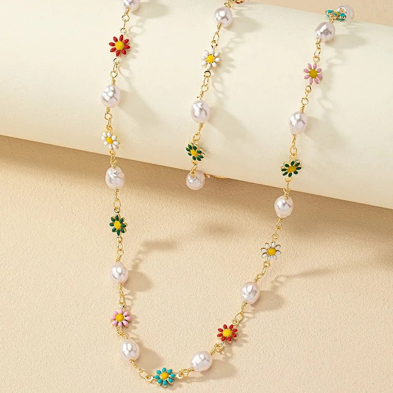 Set van Delicate Lente Bloemparelarmband en Ketting