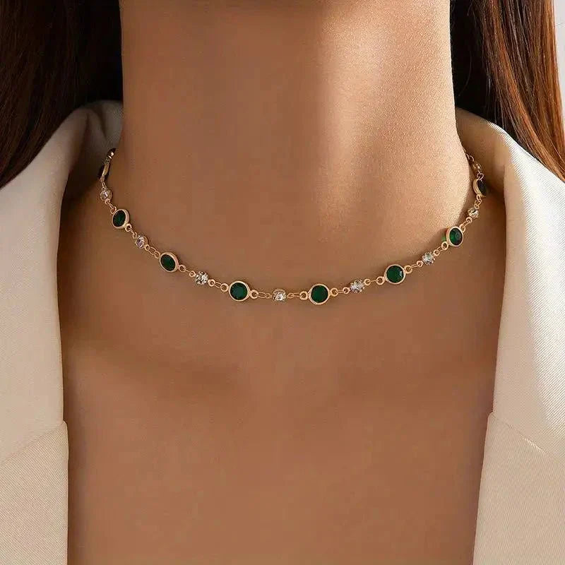 Choker Ketting met Smaragden en Diamanten