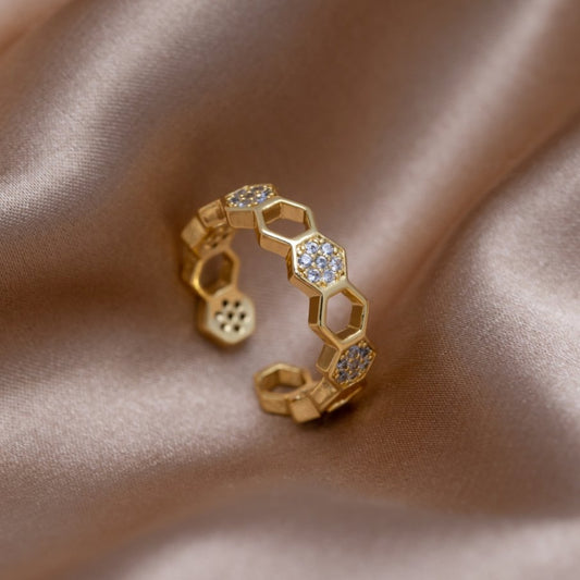 Bij – Goud & Kristal Ring
