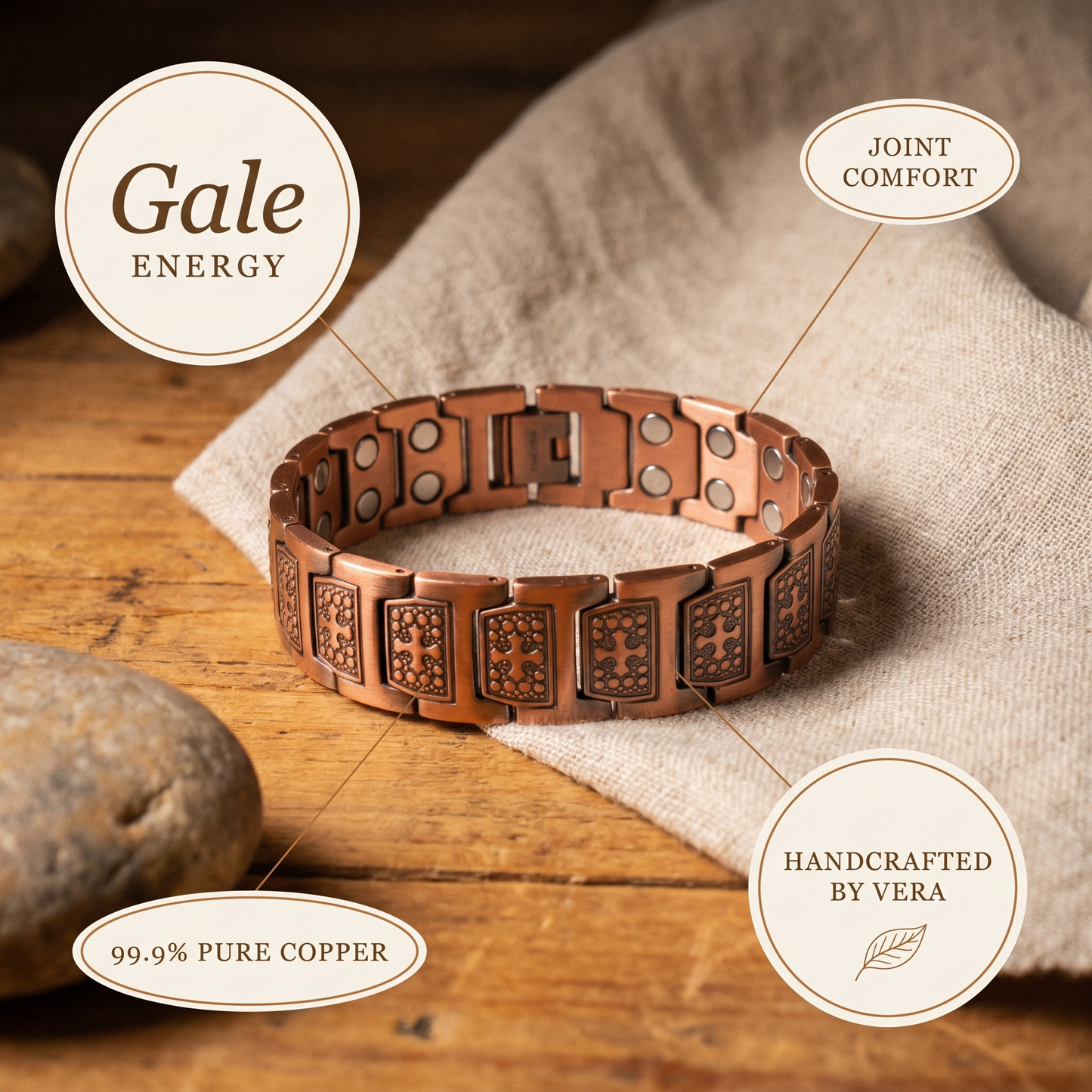 Gale koperen armband voor heren