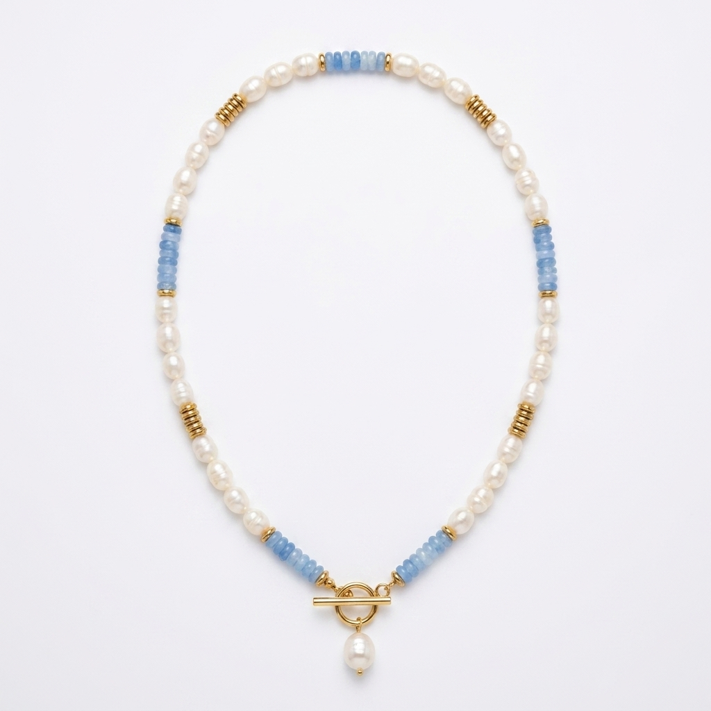 Kustparel Aquamarijn Ketting