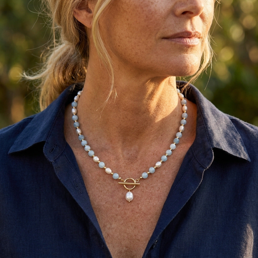 Kustblauwe Parelketting