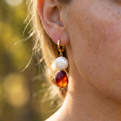 Carnelian Kraal Parel Hoops