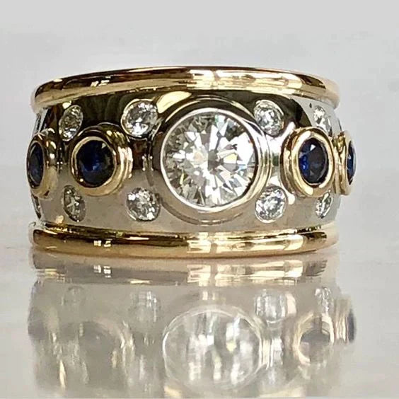 Vintage Gouden Inleg Zirkonia Ring