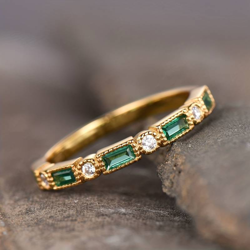 Alex – Groene Inleg Zirkonia Gouden Ring