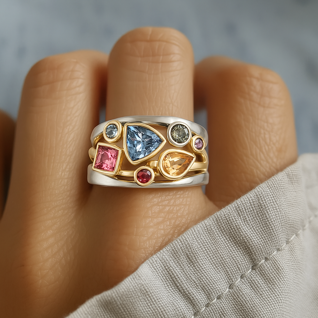 Vintage meerkleurige zirkonia ring