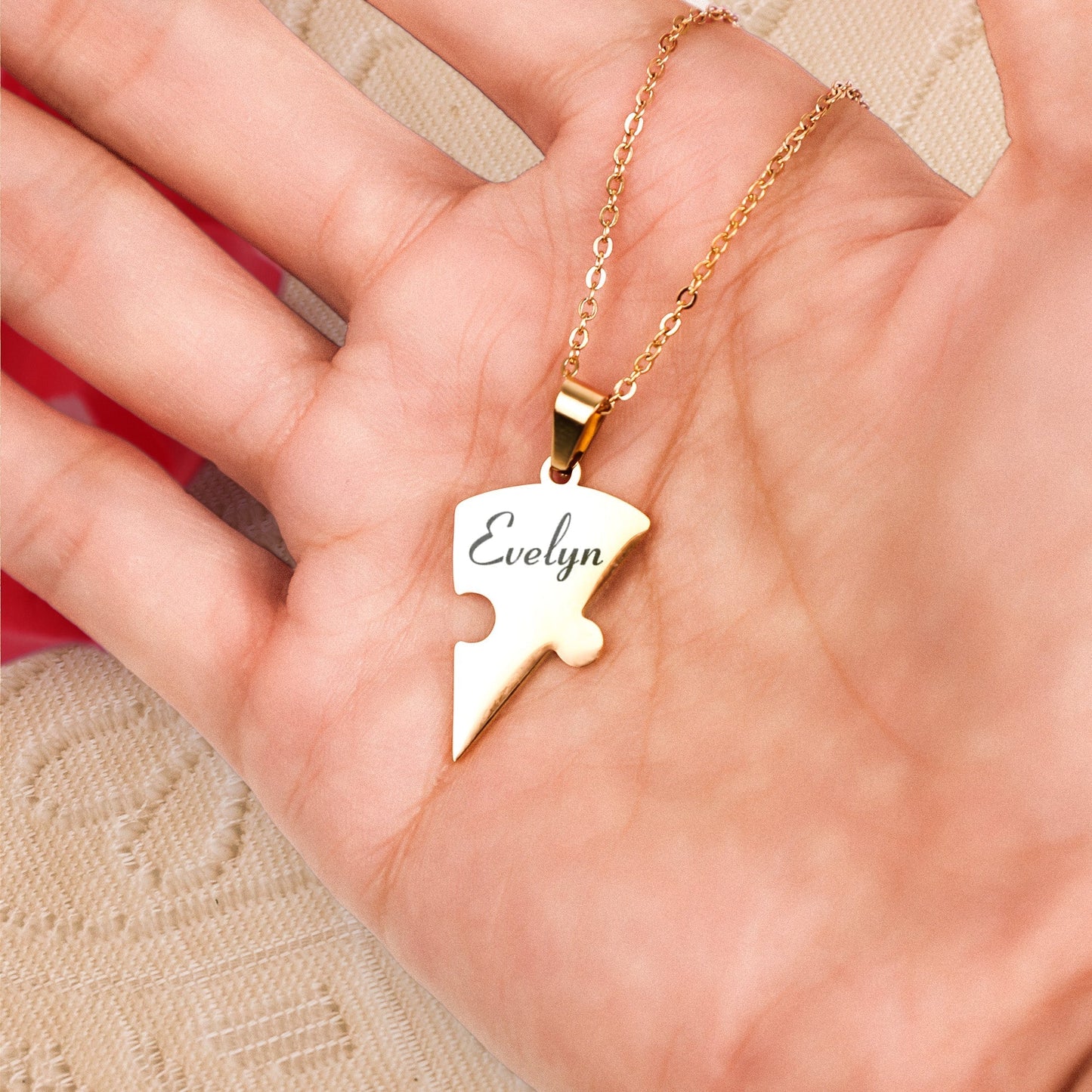 Gepersonaliseerde Hartvormige Puzzelketting