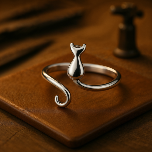 Mooie kattenring van roestvrij staal