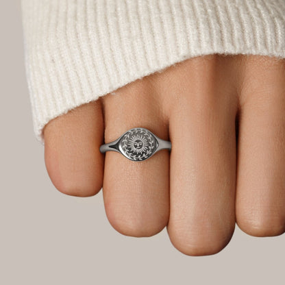 Zomerzonnewende zilveren ring