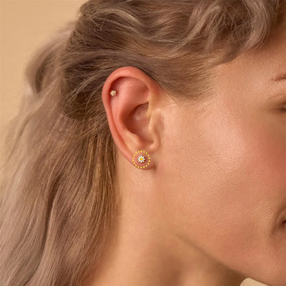 Titanium Daisy Bloemen Stud Oorbel